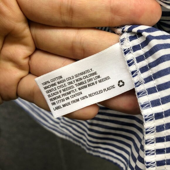 Ava & Viv Short Sleeve Blouse Womens 1X Blue White Stripe Off Shoulder Cotton - Picture 6 of 9